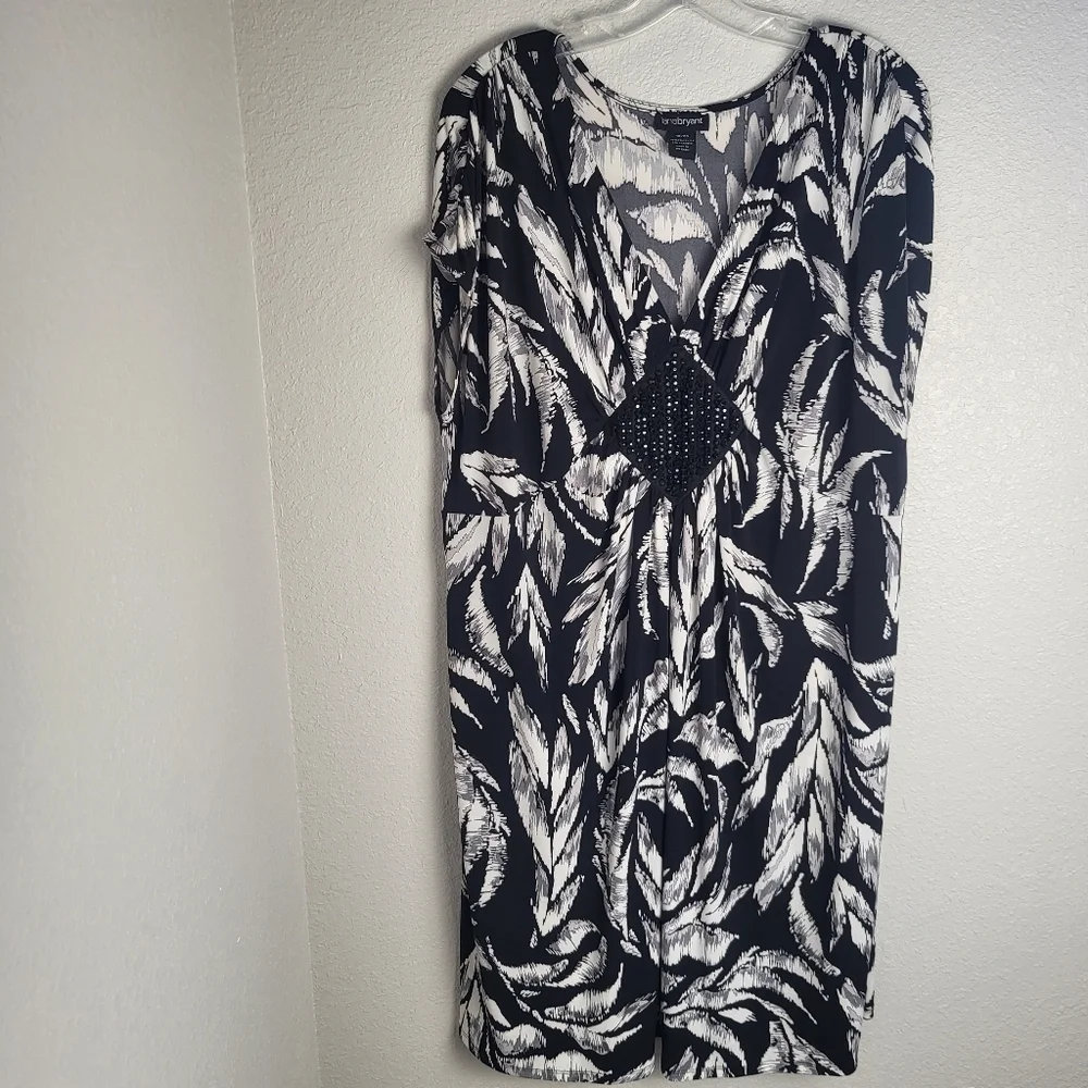 Lane Bryant Black Gray Evening Dress With Beaded Front Women's Size 18/20